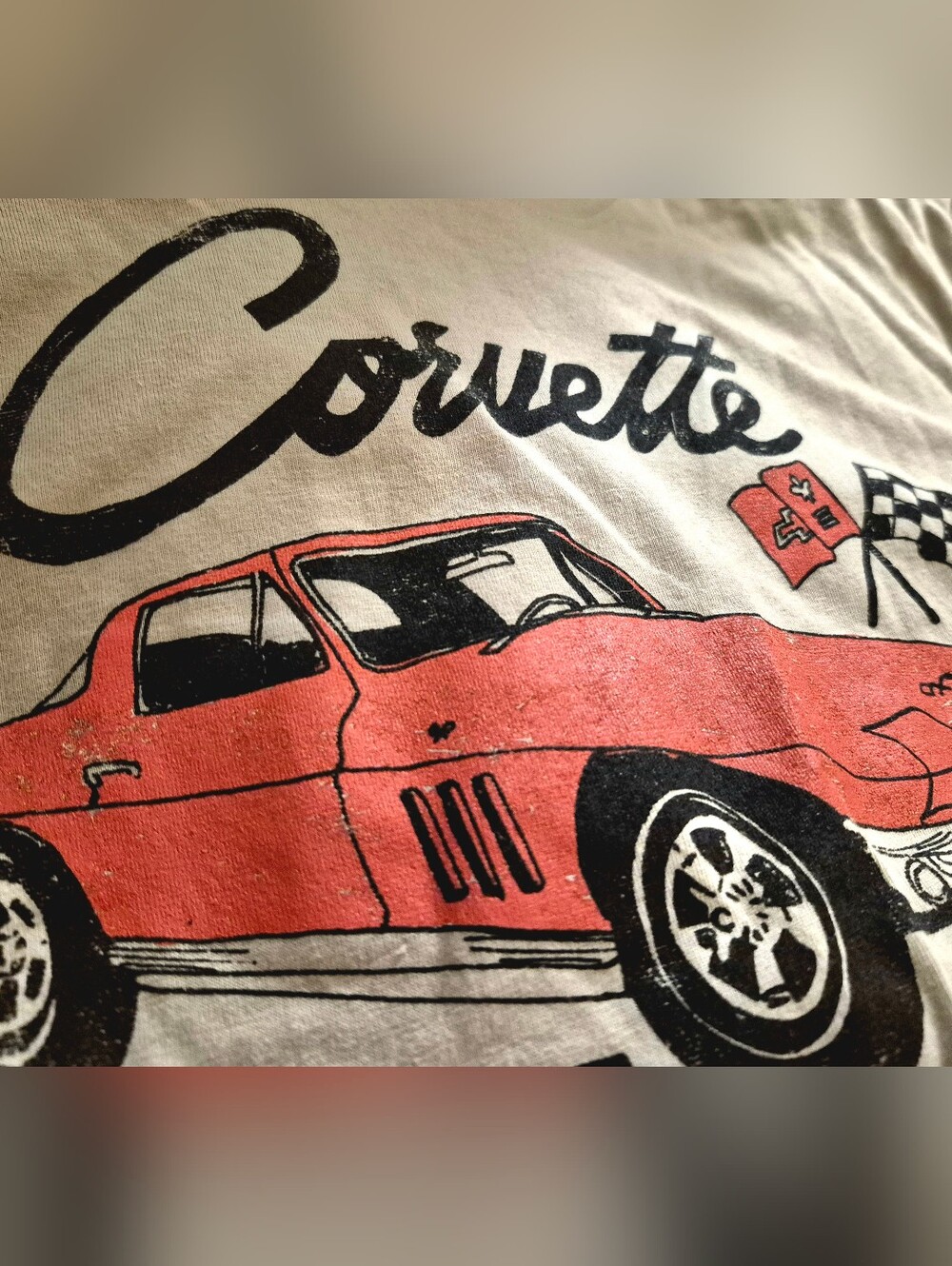 Retro GM Corvette 1965 Muscle Car Graphic T-Shirt Cream - Picture 2 of 5